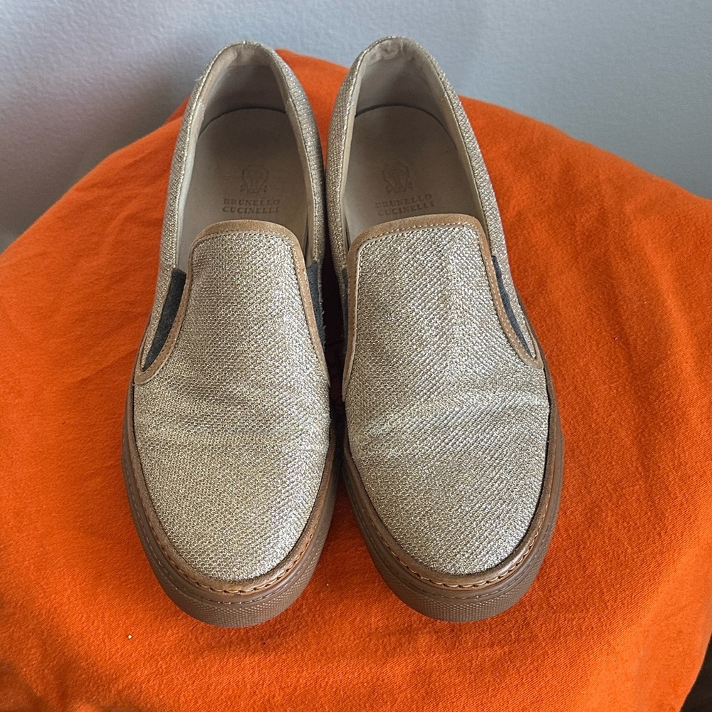 BRUNELLO CUCINELLI Textured Tan Gold Shoes 11 woman